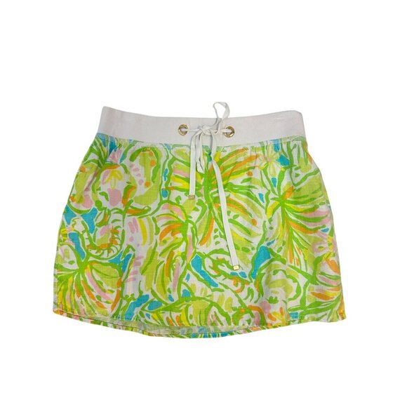 Lilly Pulitzer Tropical Drawstring Linen Mini Skirt XS - Picture 1 of 6